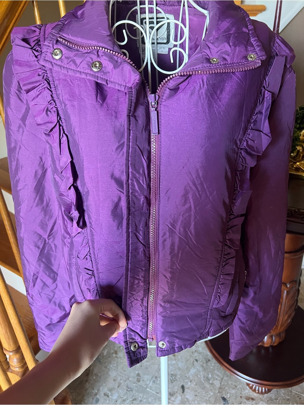 Obermeyer Haley Purple Ruffle Ski Winter Puff Jacket Outdoor Snow Active Size 14 - Picture 4 of 8